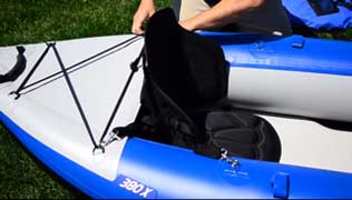 The TBS seats have 4 straps: Two connect to the front D-rings and two connect to the back D-rings. Adjust as you like.