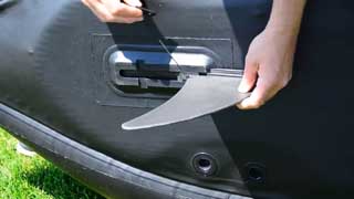 The removable skeg improves performance on flat water. Not t be used on white water rivers.