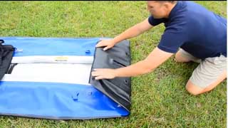 Once the air is out, roll from the back to the front. You can leave the TBS seats attached or remove. Either way is OK.
